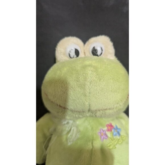 KellyToy Stuffed Frog Plush Toy With Embroidered Flowers - Picture 3 of 8